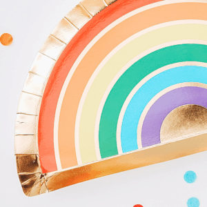 Prato De Papel Recortado Arco Íris Com 10 Unid
