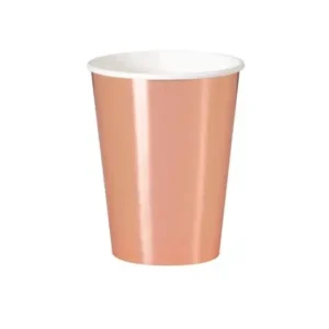 Copo De Papel Metalizado Com 10 Unid 250 Ml Rose Gold
