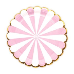 Prato  de Papel Circus Rosa Metalizado  Com 8 unid 09 polegadas