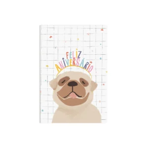 Cartão Feliz Aniversário Pug