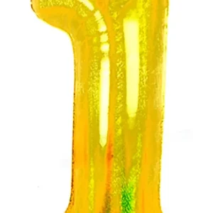 Balão Metalizado Número 1 Holográfico Dourado 28 Polegadas