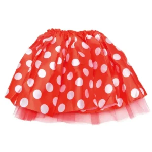SAIA ADULTO DE CETIM COM BOLINHAS BRANCAS