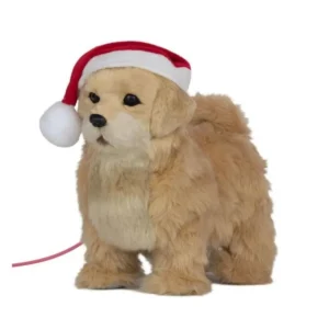 Shit-zu Natal com Som e Movimento 25 cm Bege/ Palha