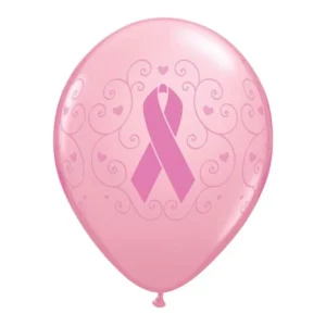 BALÃO LATEX CONSCIENTIZAÇÃO SOBRE O CÂNCER DE MAMA 5 UN 11 POLEGADAS ROSA