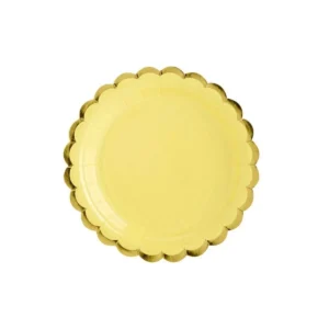 PRATO DE PAPEL FLOWER 10 UN 18 CM AMARELO