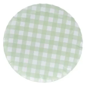 PRATO DE PAPEL XADREZ 5 UN 14 CM VERDE MENTA