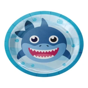 PRATO DE PAPEL TUBARÃO 8 UN 18 CM