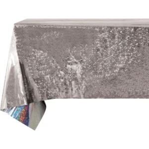 TOALHA DE MESA ESTRELA 137X274CM PRATA / CINZA
