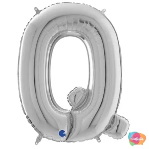 BALÃO METALIZADO 40 POLEGADAS LETRA Q PRATA / CINZA