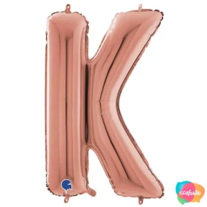 BALÃO METALIZADO 40 POLEGADAS LETRA K ROSE GOLD