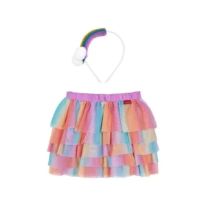 TIARA E SAIA TULE ARCO-IRIS TAM 08 COLORIDO