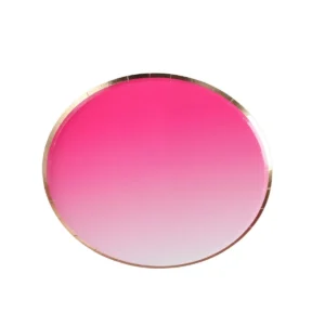 PRATO PAPEL DEGRADE BORDA DOURADA 18 CM ROSA PINK