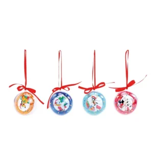 Bola Natalina Turma do Mickey 4 Unid 7 cm Cristal