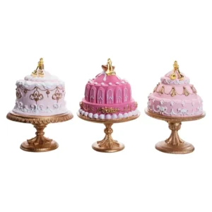 ENFEITE DECORAÇÃO BOLOS EM RESINA  13 CM ROSA CLARO