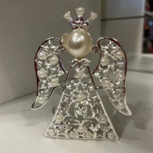 DECORAÇÃO MINI ANJO BATIZADO 10 CM PRATA / CINZA