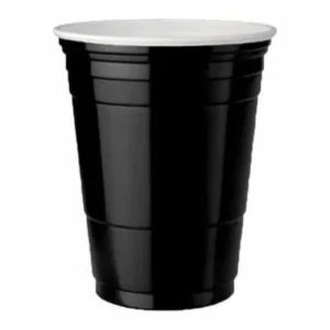 COPO HAPPY LINE DE PLÁSTICOM COM 10 UNID 210 ML PRETO