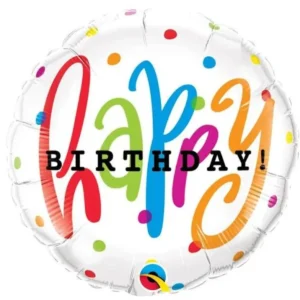 BALÃO REDONDO METALIZADO HAPPY BIRTHDAY-PONTOS 18 POLEGADAS