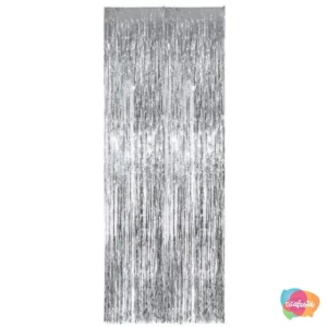 CORTINA FRANJA METALIZADA PRATA / CINZA