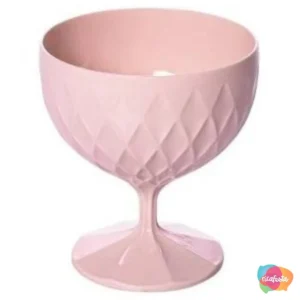 TAÇA SOBREMESA GLAMOUR  350 ML ROSA BEBE