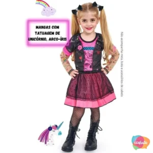 FANTASIA ESQUELETINHO BABY TAM P PRETO