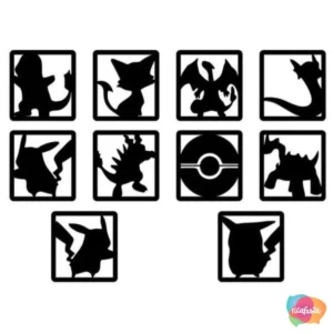 PLAQUINHAS POKEMON SORTIDOS 1UN 15 CM PRETO