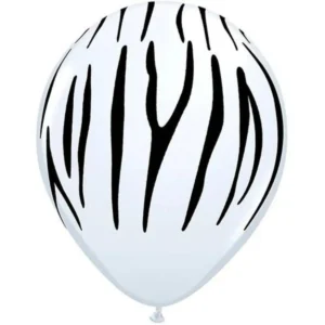 BALÃO LATEX LISTRAS DE ZEBRA COM 5 UNID 11 POLEGADAS BRANCO