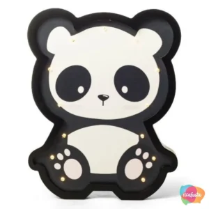 QUADRO DE MADEIRA PANDA COM LED  29 CM