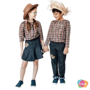 CAMISA XADREZ COM BROCHE INFANTIL UNISEX TAM 08 COLORIDO