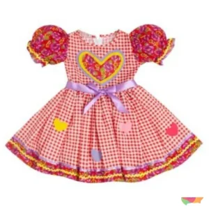 VESTIDO INFANTIL JUNINO AMOR TAM 08 VERMELHO