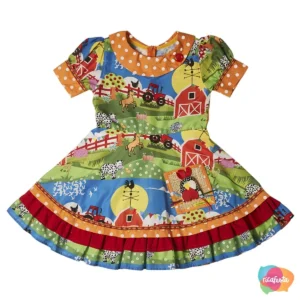 VESTIDO INFANTIL FAZENDINHA  TAM 04 COLORIDO