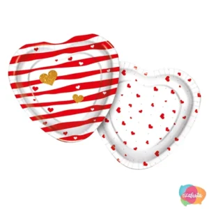 PRATO DE PAPEL CORAÇÃO COM 8 UNID  18 CM VERMELHO
