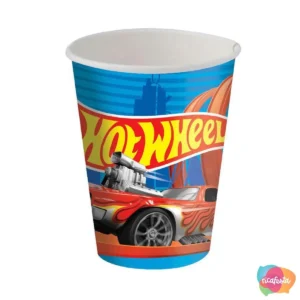 COPO PAPEL HOT WHEELS COM 8 UNID  200 ML AZUL CLARO