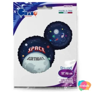 BALÃO SPACE BIRTHDAY 46CM 18 POLEGADAS AZUL ESCURO