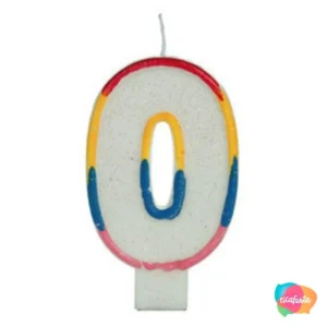VELA GLITER BORDA COLORIDA N° 0 BRANCO