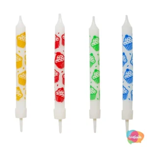 VELA PALITO CUPCAKE COM 8 UNID  COLORIDO