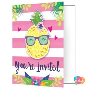 CONVITE TROPICAL FRUTAS  13 CM ROSA CLARO