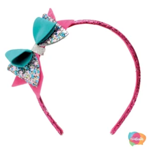 TIARA BRILHANTE COM LAÇO 15 CM COLORIDO