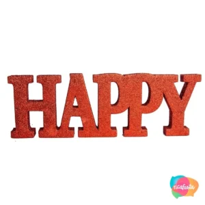 LETREIRO HAPPY GLITTER  30 CM VERMELHO