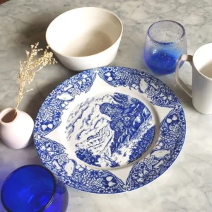 PRATO DE JANTAR ENGLISH LAKE 20 CM AZUL PETROLEO