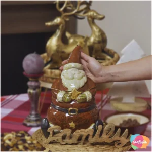 PAPAI NOEL POTE  DE CERAMICA HOLLY  32 CM MARROM