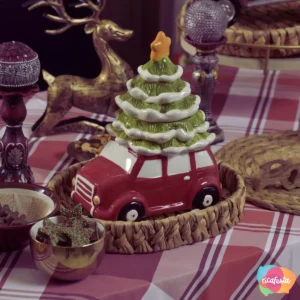 POTE DE CERAMICA CARRO XMAS  VERMELHO