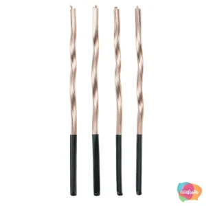 VELA PALITO METALIZADA TORCIDA 4 UN 15 CM OURO