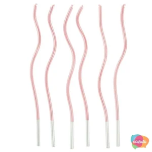 VELA ESPIRAL METALIZADA  17 CM ROSA CLARO