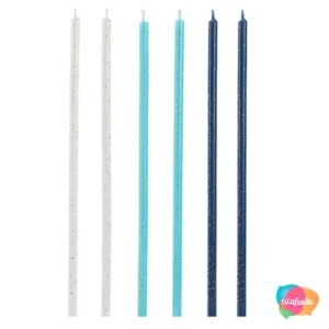 VELA PALITO COM GLITER  15 CM AZUL ESCURO