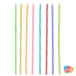 VELA PALITO LISTRADA 8 UN 15 CM COLORIDO