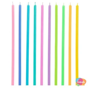 VELA PALITO GIGANTE COM 10 UNID 15 CM COLORIDO