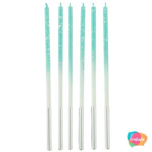 VELA PALITO GIGANTE DEGRADE COM 6 UNID 15 CM AZUL CLARO
