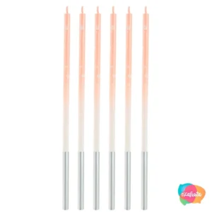 VELA PALITO GIGANTE DEGRADE COM 6 UNID 15 CM ROSA BEBE