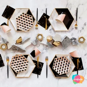 PRATO DE PAPEL VAMITY COM 8 UNID 20 CM PRETO