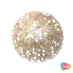 BOLA NATALINA DECORADA CHAMPANHE E COBRE 3 UN 10 CM PRATA / CINZA